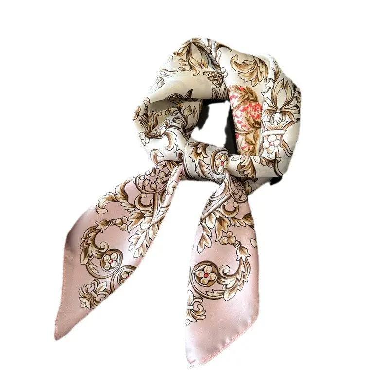Khăn Quàng Cổ Vuông Cổ Áo Tóc In Hình, Dành Cho Nữ, Hàng Mới Về, 70CM (27,55inch), Làm Bằng Lụa, Mô Phỏng Lụa, Thích Hợp Cho Tiếp Viên, Khăn Choàng Nữ Công Sở, WJ70FZS-68 Women 5