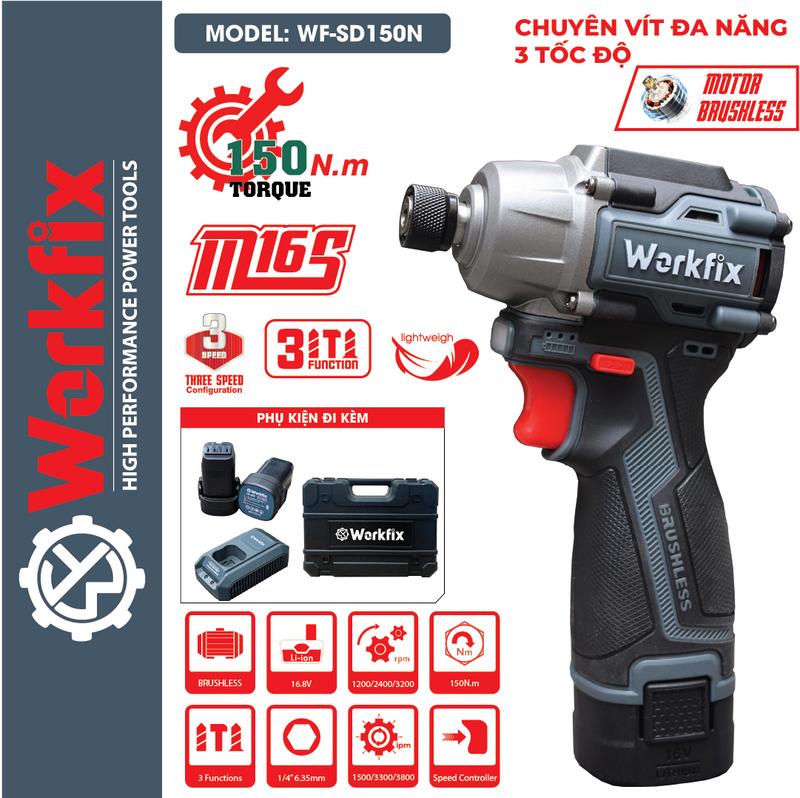 Máy bắn vít Mini Workfix - SD150N Lực Siết 150Nm 3 Chế Độ Lực Siết