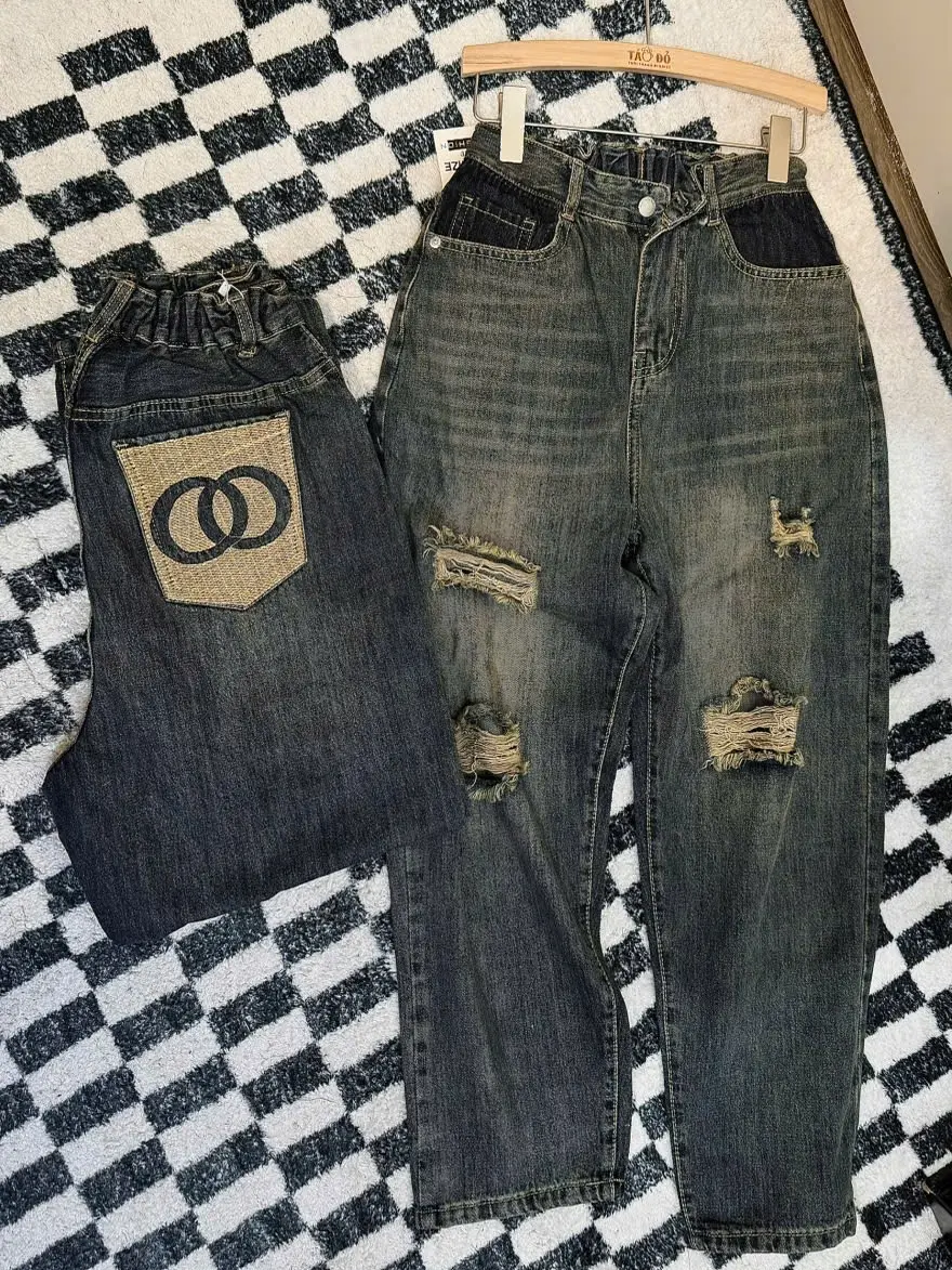 J62 QUẦN BAGGY JEAN BIGSIZE THÊU CHỮ OO (TÁO ĐỎ BIGSIZE 55-90KG)