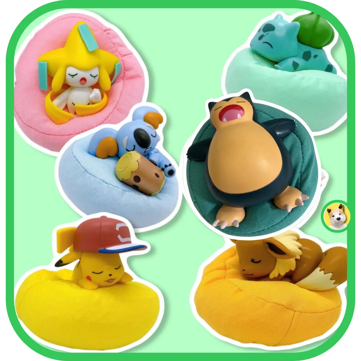 Mô Hình Pokemon nằm ngủ Pikachu Squirtle Jiraichi Eevee Đồ chơi Beocaz dễ thương trang trí trưng bày bàn học Toy