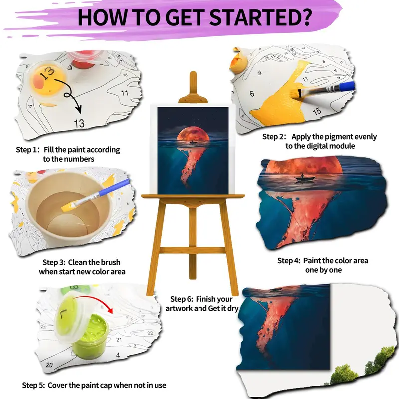 Jellyfish Pattern DIY Acrylic Painting Kit without Frame, DIY Painting Supplies for Home Decor, Wall Art Decor for Home Living Room Bedroom 4