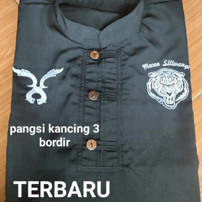 setelan baju pangsi dewasa bordir# baju pangsi Sunda kancing 3 bordir  Putih 4