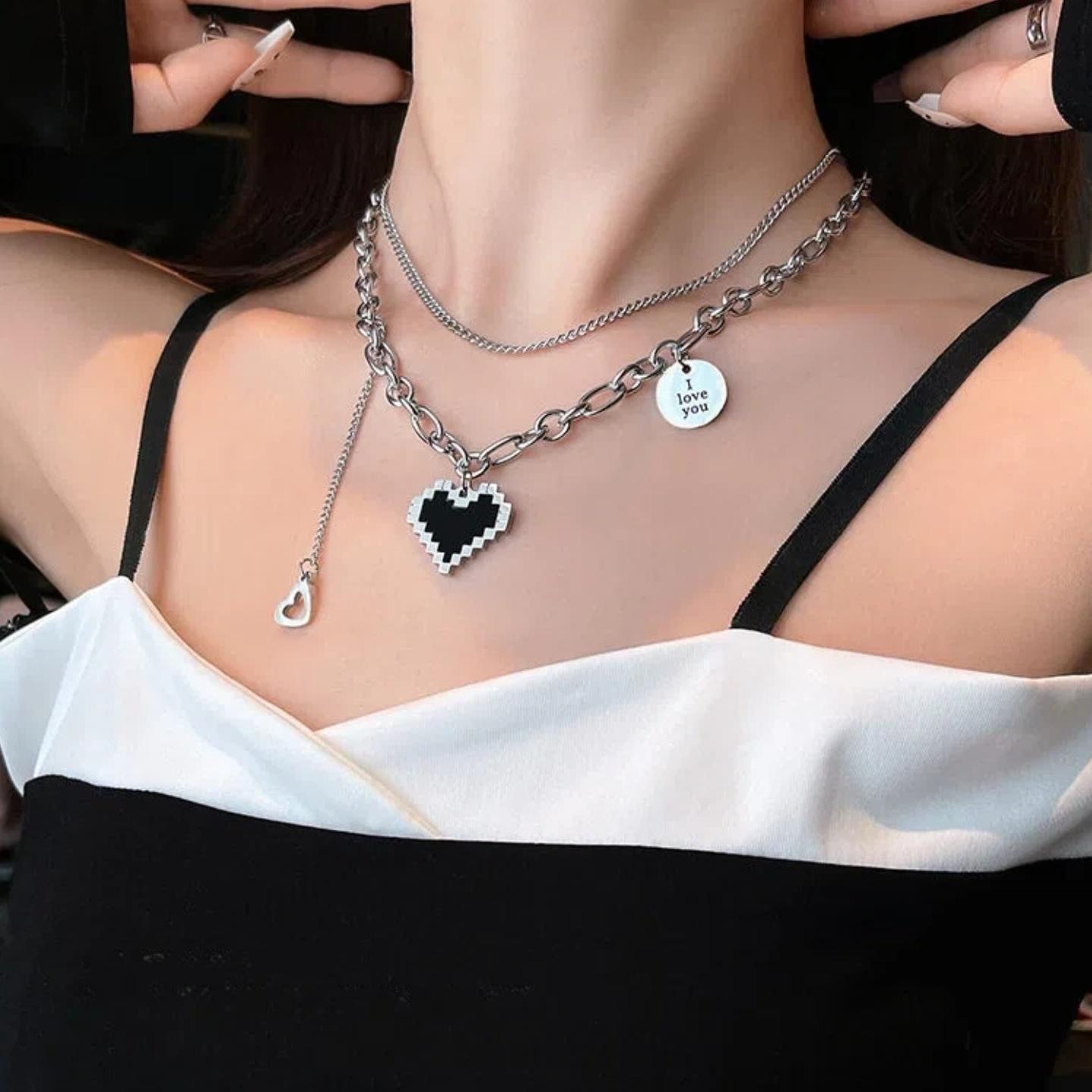 Kalung Titanium Pria Anti Karat Retro Liontin Cinta Kalung Titanium Wanita Y2K Korea Hip Hop Multi-layer Fashion Aksesoris kalung love titanium kalung y2k girl Kalung Titanium Pria Anti Karat Retro Liontin Cinta Kalung Titanium Wanita Y2K Korea Hip Hop Multi-layer Fashion Aksesoris kalung love titanium kalung y2k girl