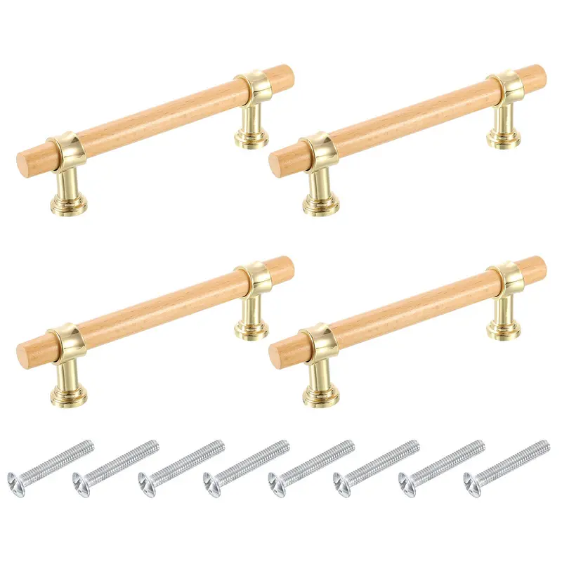 Wooden Drawer Handle with Screw, T-shaped Adjustable Wooden Drawer Handle, Double Hole Furniture Handle for Home Kitchen 0