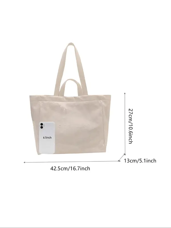 Letters Pattern Tote Bag, Large Capacity Shoulder Bag for Women & Men, Casual Trendy Versatile High-quality Daily Commuting Bag, Girl Fashionable Shopping Bag 3