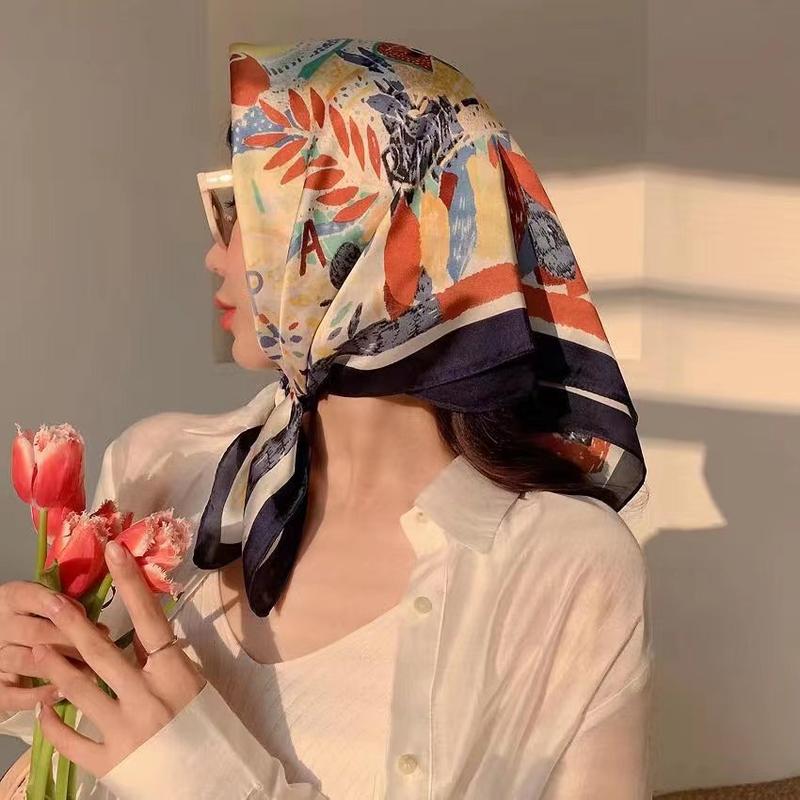 Khăn lụa vuông unisex 70 70x70 turban bandana cao cấp, làm áo yếm làm băng đô kiểu pháp khăn trùm đầu đẹp rạng ngời Khăn Choàng Quàng Cổ Women Choàng Cổ