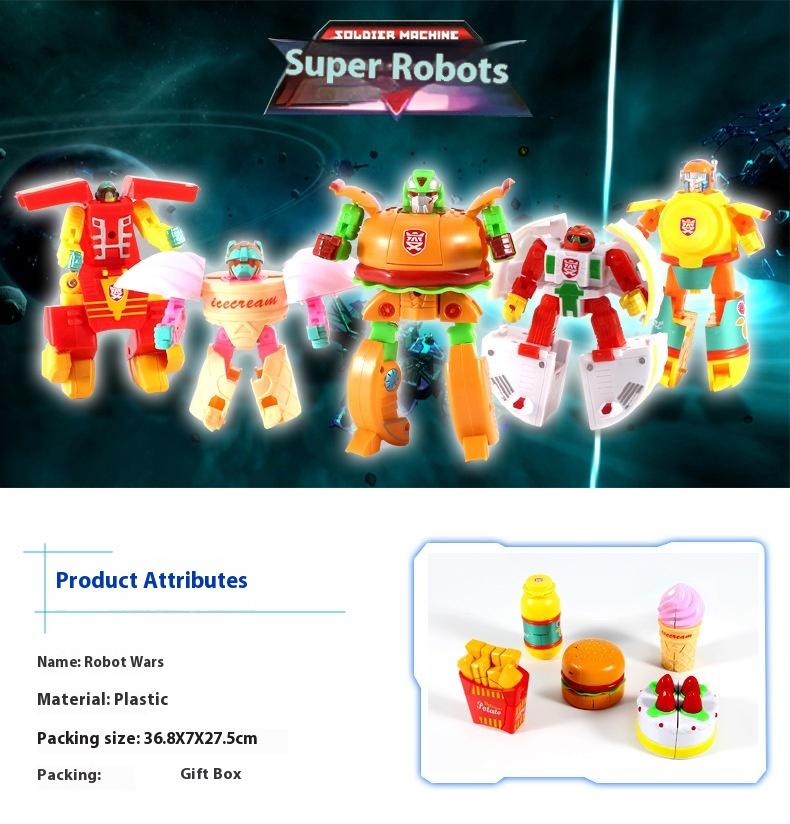 Product Introduction of Transformation Toy Robot Simulation French Fries Burger Ice Cream Children's Transformation Toy Gift 0