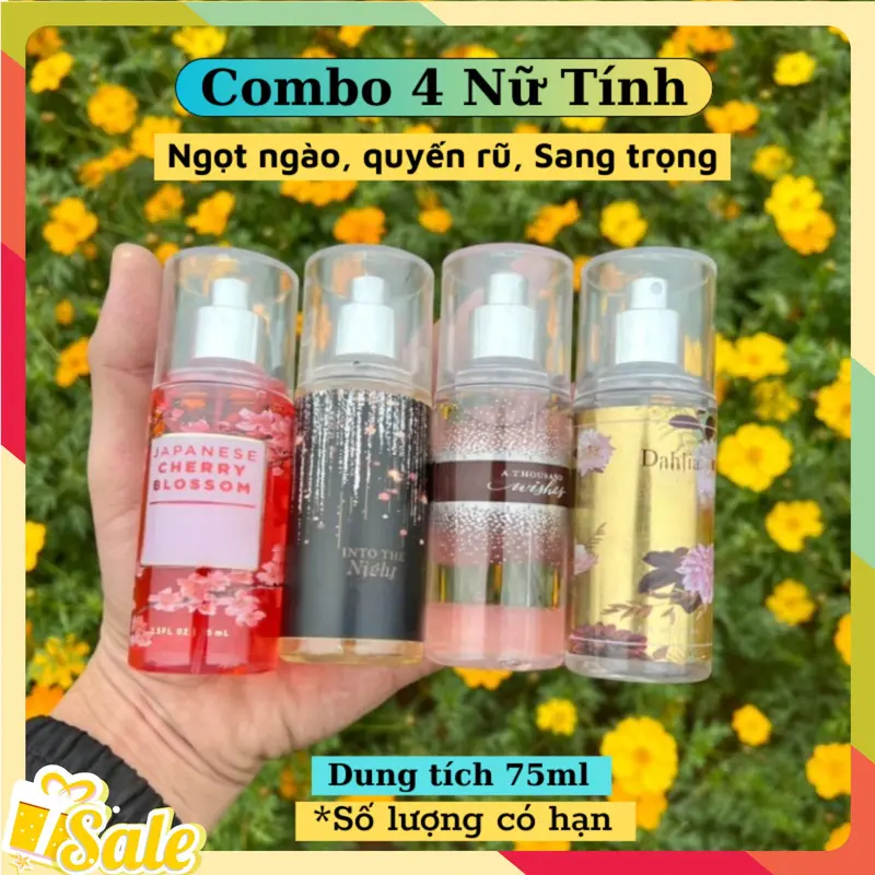 Combo 4 chai body mist 75ml hương thơm sang trọng, quyến rũ 1