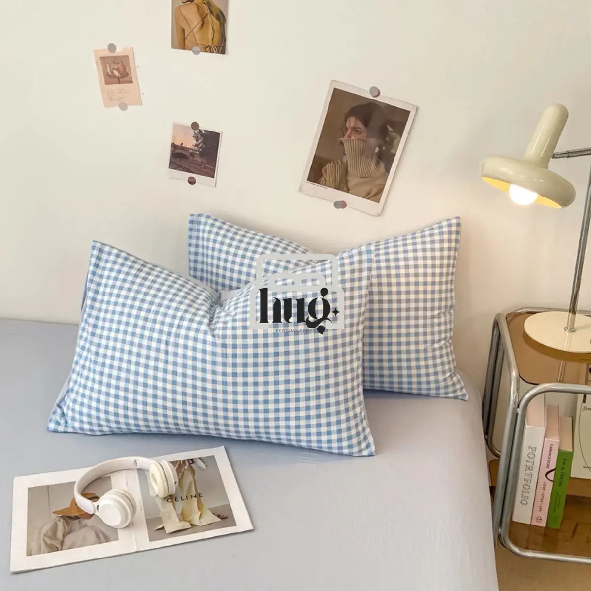 [1 Đôi] Vỏ Gối Nằm Cotton Đũi 45x65cm Họa Tiết Kẻ Caro - Không Khoá Kéo