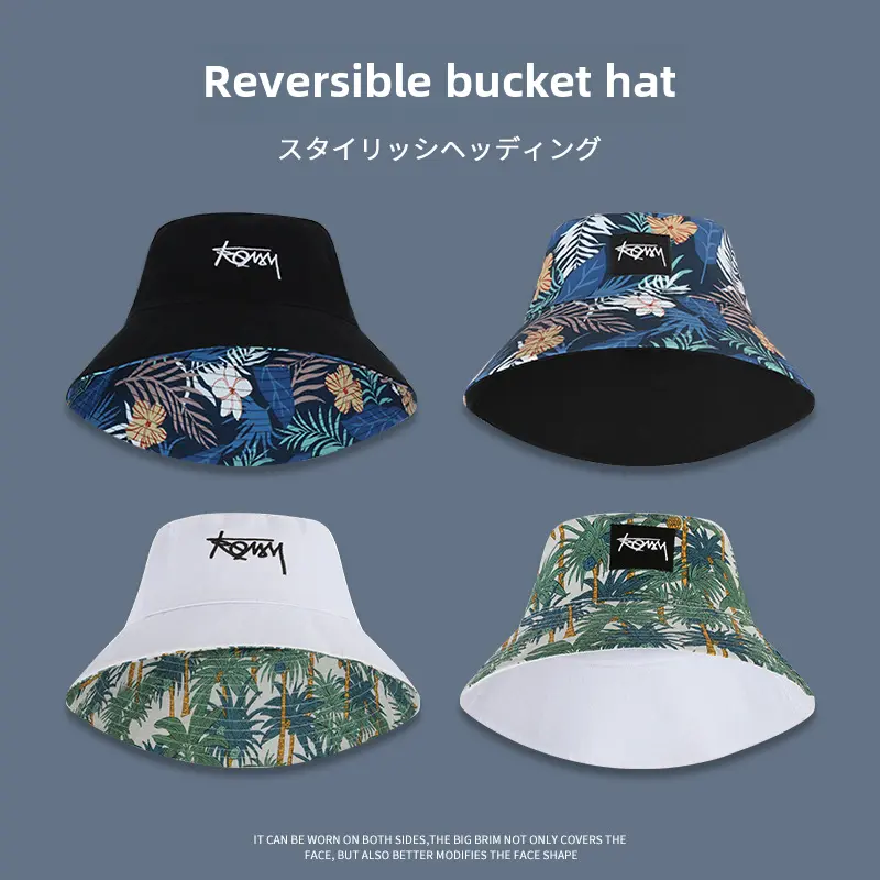 Double-Sided Big Head Circumference Fisherman Hat Men's Trendy Spring and Summer Japanese Bucket Hat Women's Sun Hat