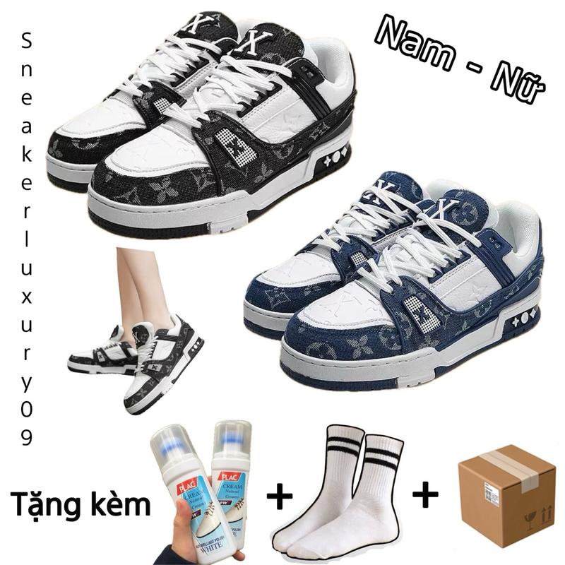 [Mã Vui Tươi ] Giày Thể Thao Sneaker Nam Nữ Hoạ Tiết Trainer 2 Màu Hót Tặng Kèm Lọ Vệ Sinh, Tất Chân, Hộp Bảo Vệ Freship MS01 Shoes Đế Bằng giày đúc nguyên khối Hoa