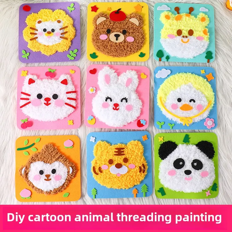 Children's Handmade DIY Sewing Music, Cartoon Material Package, 3-6 Years Old Girls' Educational Toys, Children's Threading Painting, Exercise Hand Fine Movements/Concentration Training