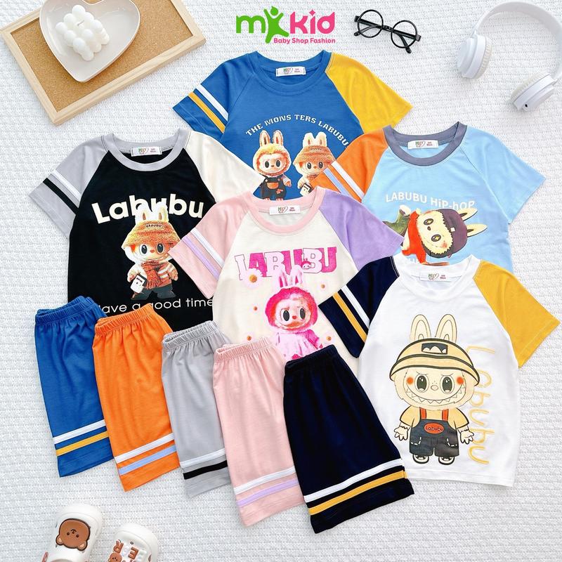 [MK KID] Bộ Áo Ngắn Quần Ngắn LABUBU 9-30KG Vải Thun Lạnh Dành Cho Bé Cao Dưới 1M25 Đồ Bộ Bé Trai Bé Gái Mặc Ngủ Đồ Mặc Nhà Đi Học Mềm Mát Cho Bé