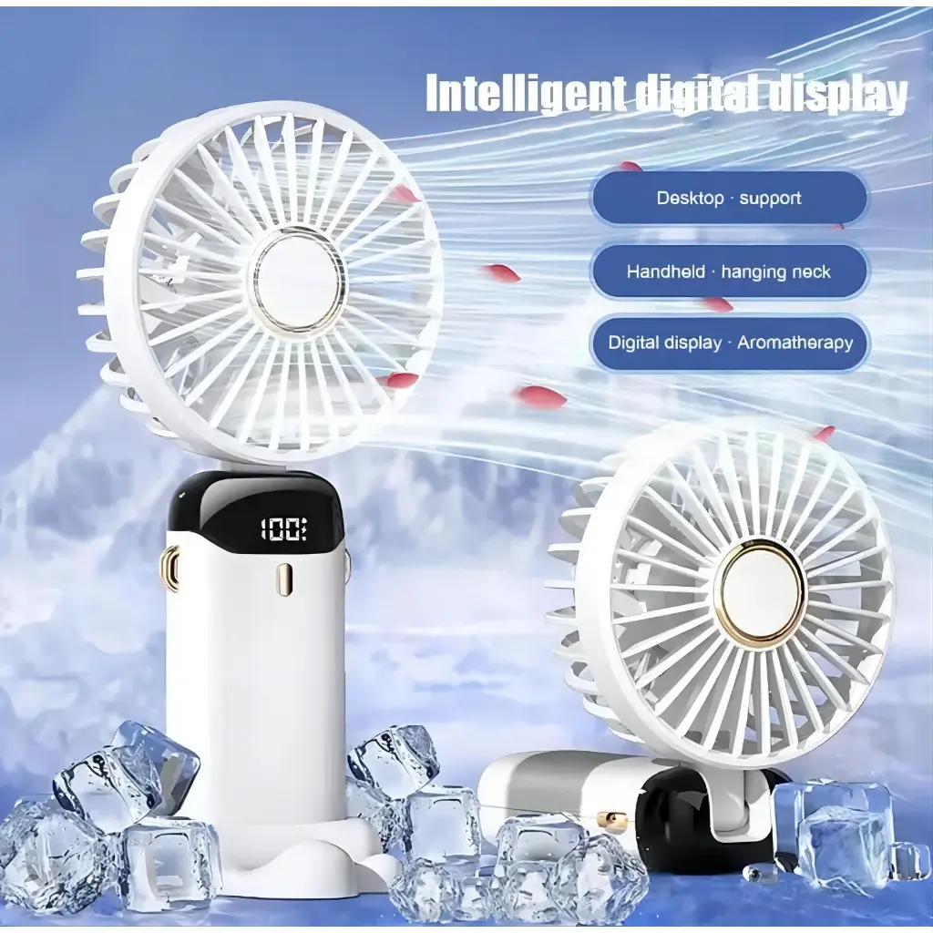 Runbeier 3000MAH Portable Mini Fan USB Rechargeable Handheld Fan 5-Speed Adjustable Folding Fan Foldable Desktop Fan