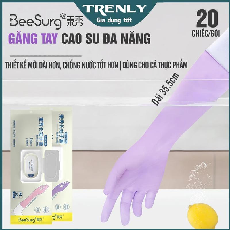 Găng Tay Cao Su BeeSurg Mới Dài Hơn, Găng Tay Rửa Bát, Chống Nước, Không Có Mùi Cao Su
