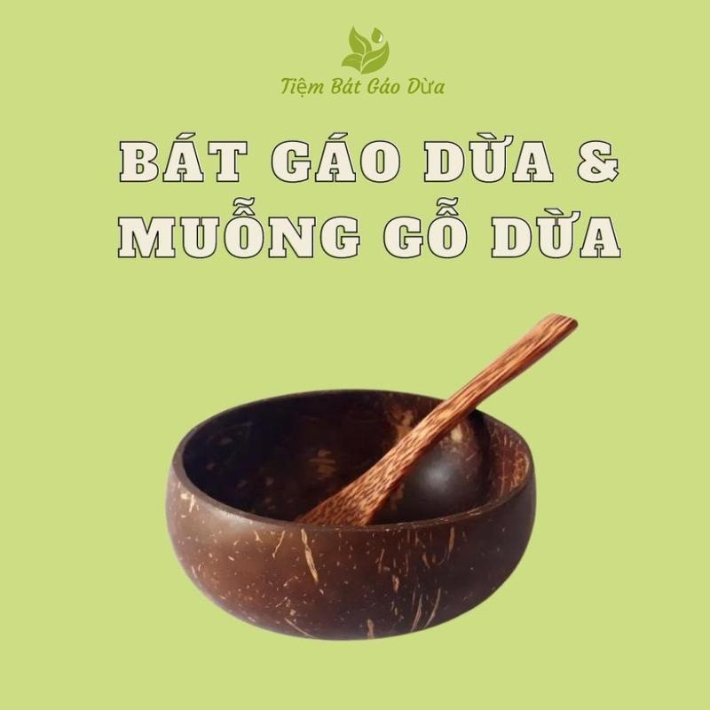Bát Gáo Dừa Size 12-13 cm Và Muỗng Dùng Để Ăn, Trang Trí Bàn Ăn, Trộn Mặt Nạ Bột, Ăn Cơm