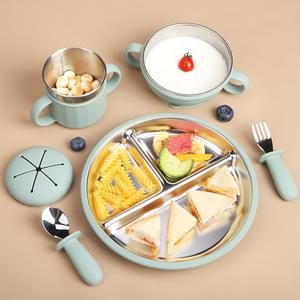 Bát Thép Không Gỉ, Cho Bé Mới, Có Cốc Hút, Bát Tự Cho Bú Tích Nhôm, Dụng Cụ Ăn Uống, Bát Thức Ăn Cho Em Bé Bằng Silicon baloch  o  bevaolop  1