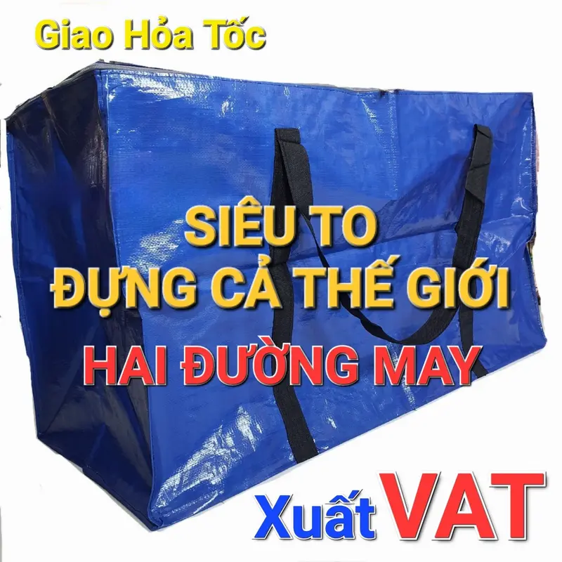 Túi bạt - Túi dứa đựng đồ có dây kéo chịu tải trên 20kg - Nhiều kích thước - Vải bạt dai bền, vận chuyển hàng dễ dàng 2