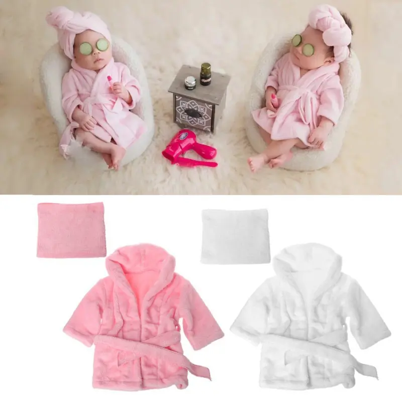 BabyBeeBoo Set 3in1 Baby Kostum Baju Piyama Kimono  Properti Foto Newborn Mandi + Handuk Bayi Lahir