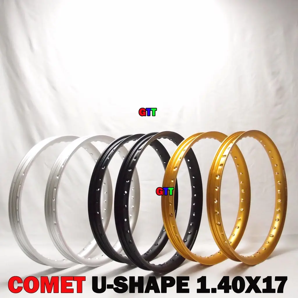 VELG COMET U-SHAPE 140 X 17 WARNA GOLD DEPAN BELAKANG LEBAR RATA