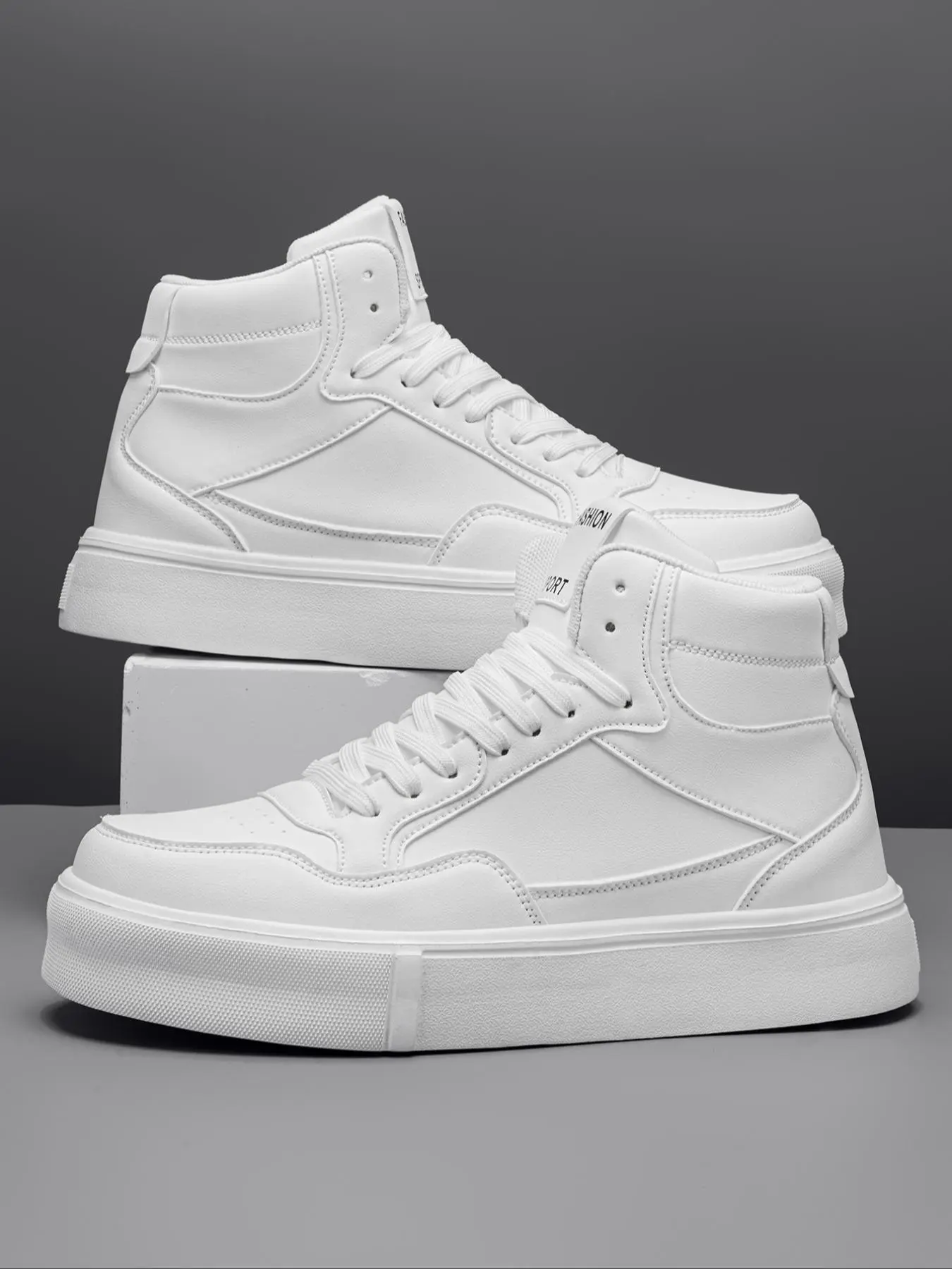 Men's Fashionable Lace Up High Top Sneakers, Casual Comfortable Sports Shoes for Daily Wear, Simple Waterproof Sneakers for Commuters and Students