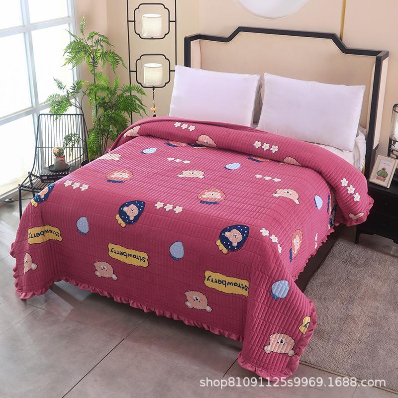 Thickened Milk Fiber Bedspread Cotton Padded Thickened Crystal Velvet Blanket Non-Static Thermal Bed Sheet Dormitory Home Bedspread 7