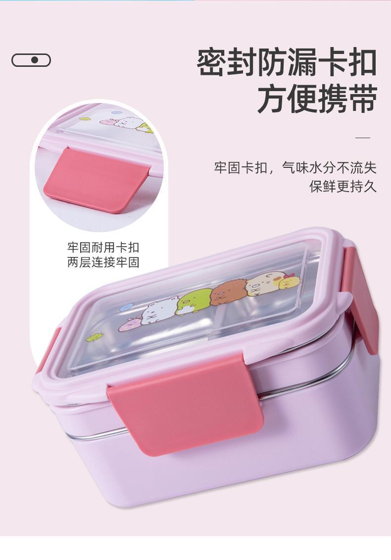 Product Introduction of 304 Stainless Steel Insulated Lunch Box for Students, Double Layer Compartment Bento Box, Office Workers' Lunch Separator Type, Canteen Meal Box 3