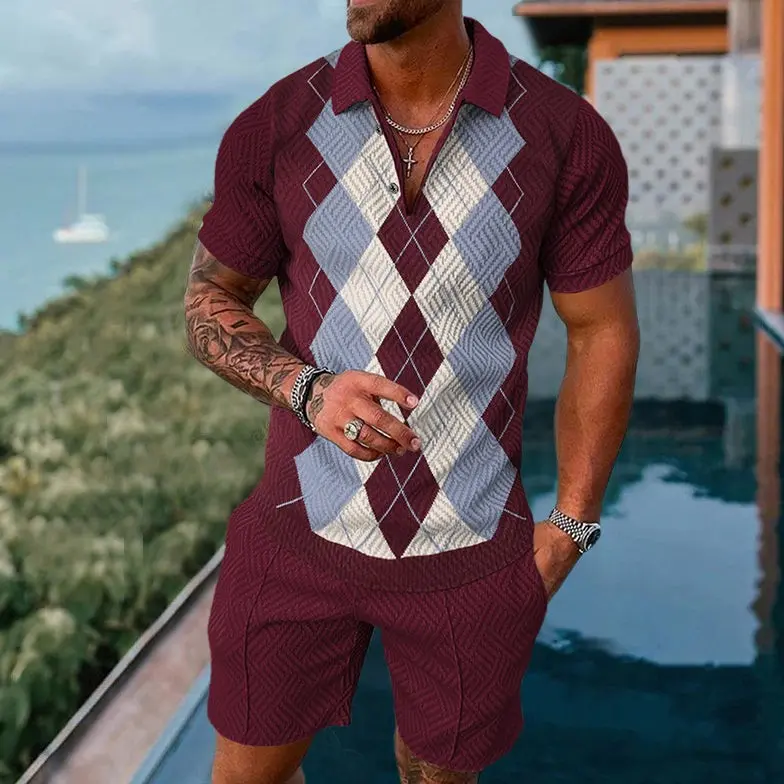 Summer New Men's Polo Shirt & Shorts Set - Breathable Casual Sportswear - Wholesale Factory Direct