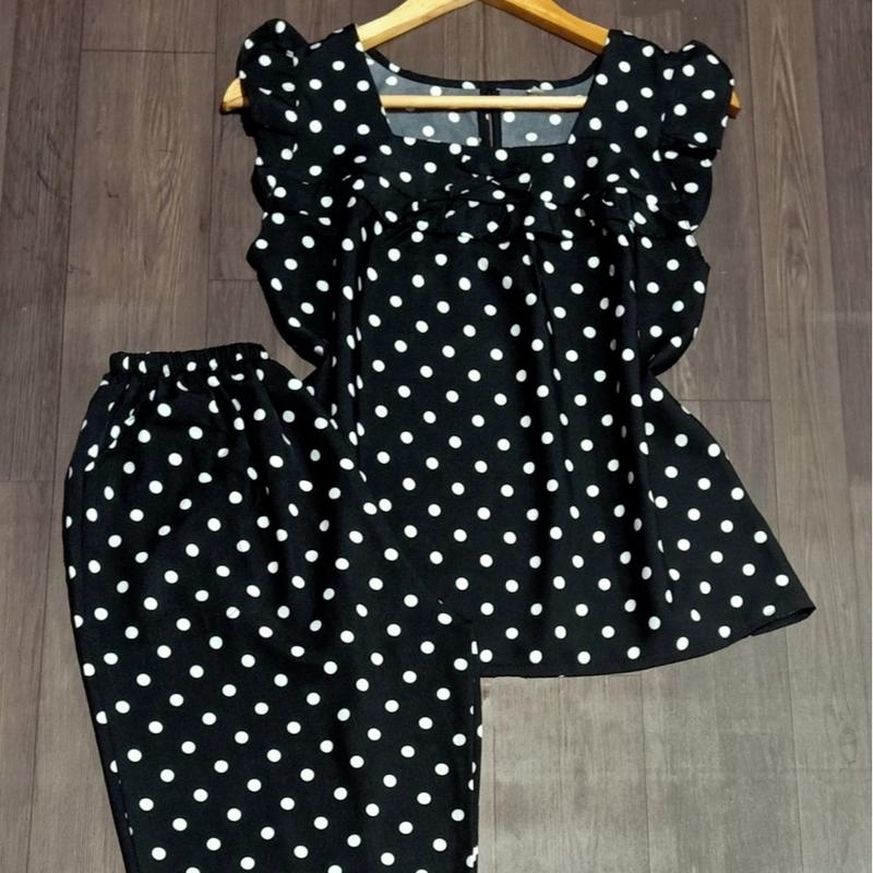 ĐỒ BỘ MẶC NHÀ, CHẤT VẢI LỤA MỀM, QUẦN LỬNG ÁO CÁNH TIÊN CHẤM BI, SIZE 40-75KG