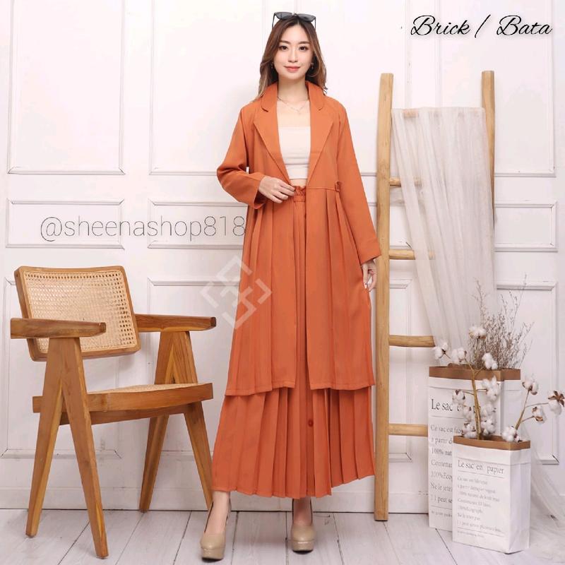 SetRok Blazer Rok Plisket Fit Karet Setelan Wanita 2