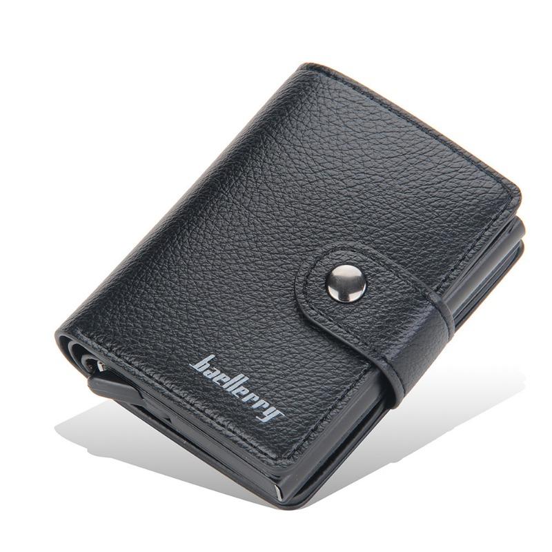 Men's Card Holder in European and American Style with Lychee Pattern, Automatic Pop-up Card Type Clasp Wallet, Metal Aluminum Box Card Sleeve 6