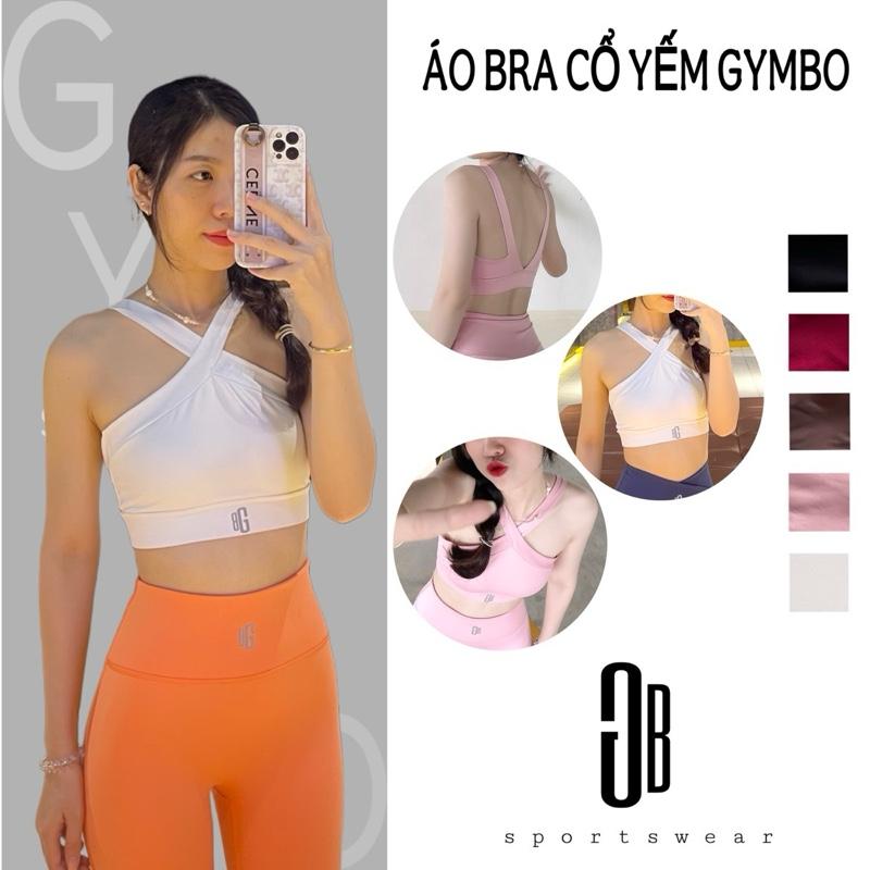 Áo bra thể thao GYMBO chuyên dụng chống sốc nữ kiểu dáng cổ yếm khoét lưng chữ v đẹp lạ tập gym yoga aerobic pilates Sport Tập Yoga size m chống mùi ❤❥❣size s (42 50 kg-47