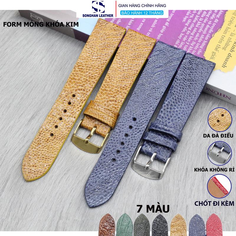    FORM MỎNG ĐÀ ĐIỂU   Dây Da Đồng Hồ Đà Điểu Songhan Leather Dây Đồng Hồ Cho Nam Nữ Size 12-14-16-18-19-20-21-22-24mm + Chốt +Cây Tháo Dây,Bảo Hành 6 tháng dây  đồng dây  da 
