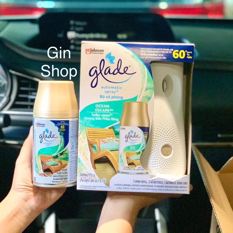 Bộ Máy Xịt Thơm Phòng Tự Động Glade hương Ocean Biển Phiêu Bồng 252ml/175g Máy Khuếch Tán Tinh Dầu