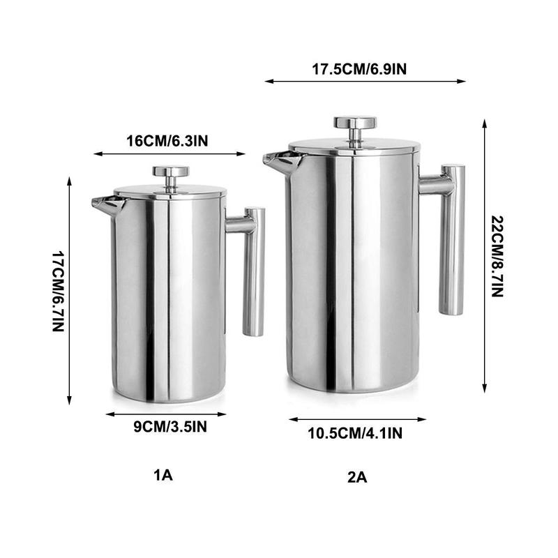 Product Introduction of Coffee Machine Brewing Pot Coffee Pot 304 Stainless Steel Double Wall Double Layer French Filter Press Pot Tea Maker 23