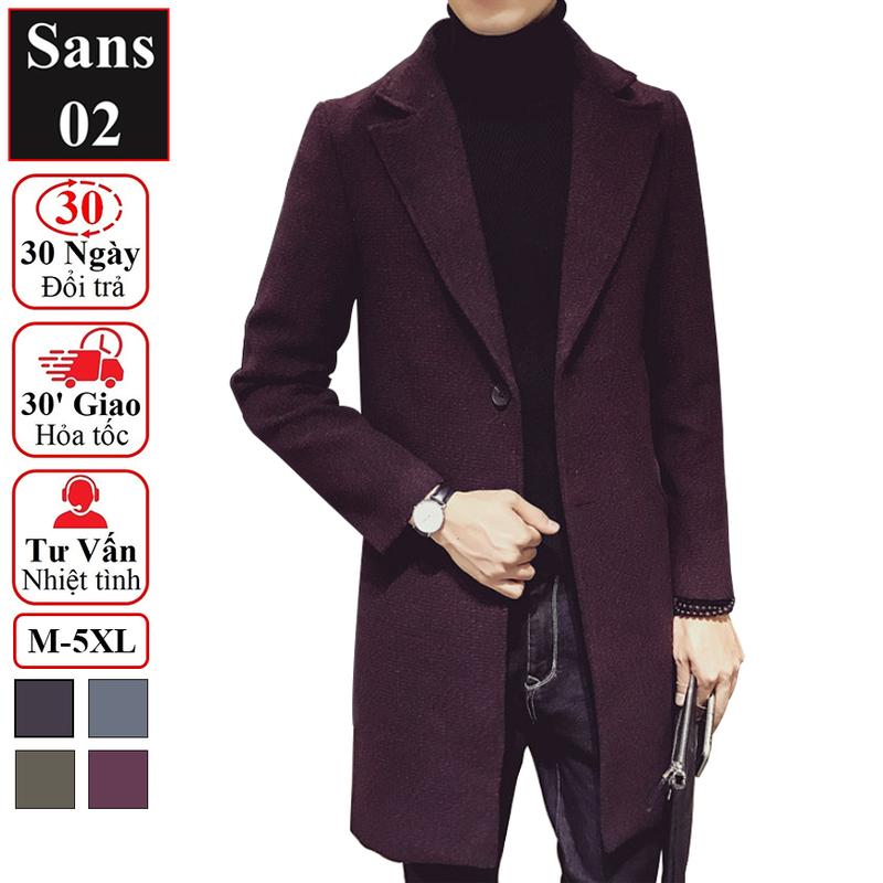 Áo khoác dạ nam hàn quốc dáng dài Sans02 blazer măng tô đen xám mangto trench coat mantle manto big size XXL 3XL 4XL 5XL Menswear Jacket