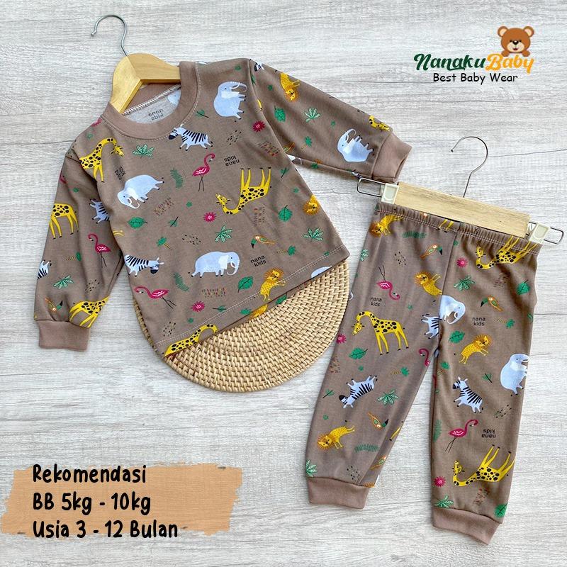 Nanaku Baby - Setelan Baju Bayi Piyama Bayi Lengan Panjang Motif Printing Flamingo Usia 3-12 Bulan 1