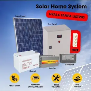 PAKET SHS SOLAR HOME SYSTEM PLTS OFF GRID MINI 150WP SOLAR PANEL - 1200 WH - Tanpa Kayu