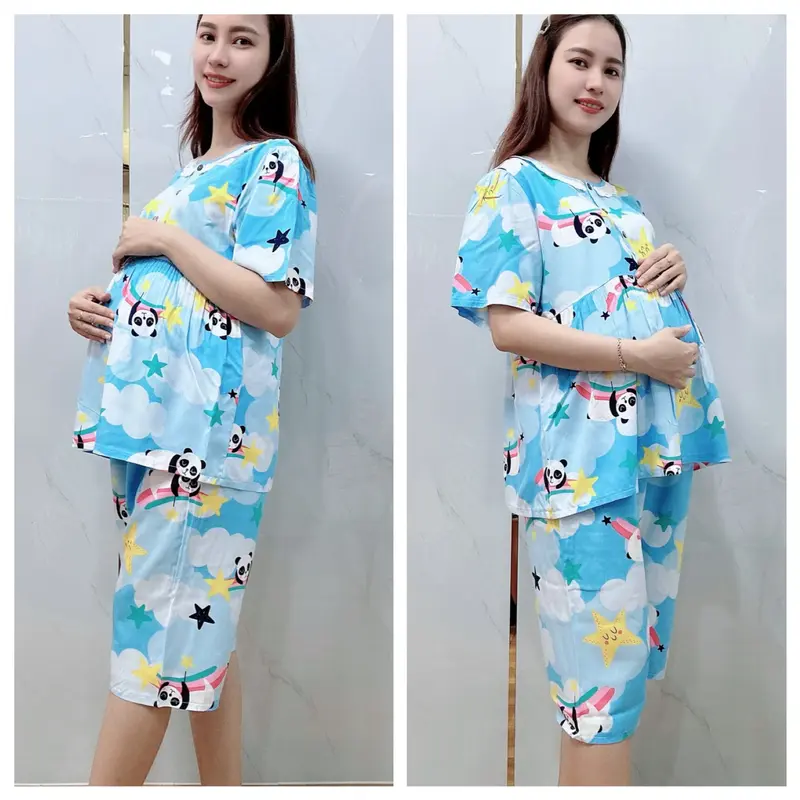 BOBIMOM | Bộ bâu LỬNG QUA GỐI Chất lanh, tôn 2 da thái mềm mát, ĐẸP RẺ cho me bâu thoải mái dễ chịu suốt thai kỳ Váy Bầu Đầm Bầu 7