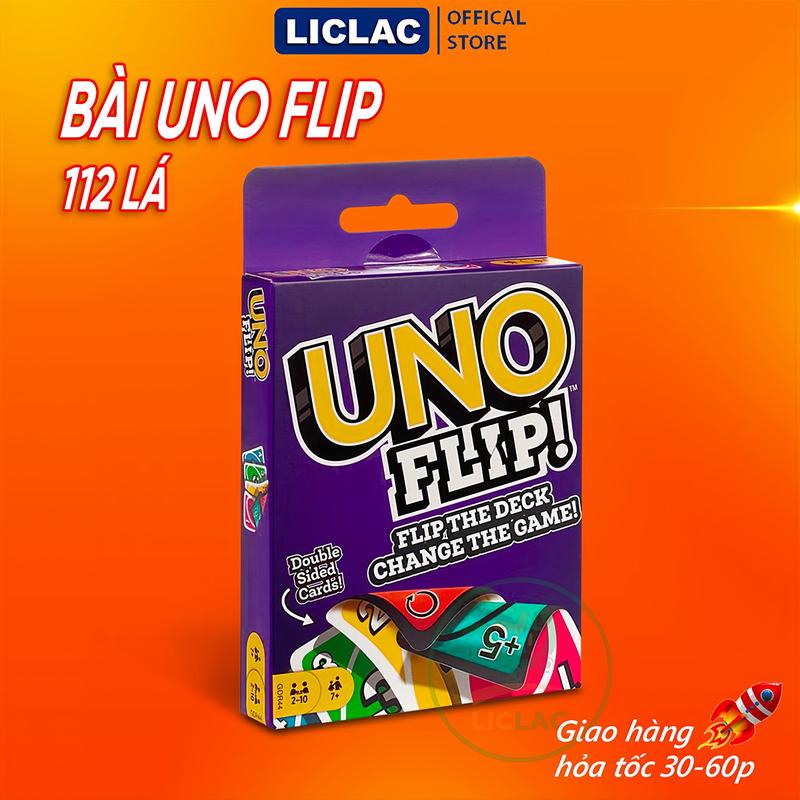 Bài Uno Flip 112 lá giấy cứng bo góc đẹp, Bài Uno 2 mặt cơ bản và mở rộng, Đồ chơi Boardgame cho nhóm bạn