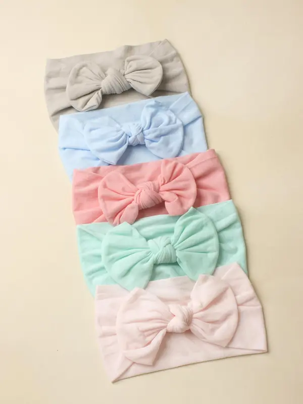 Solid Color Bow Decor Baby Hair Band, Cute Bowknot Design Hair Accessories for Baby Girls & Boys, Newborn Infant Kids Hair Accessories 2