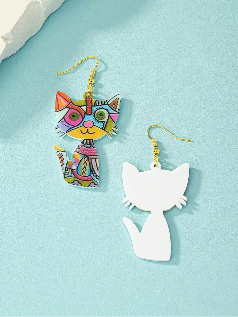 Product Introduction of Cute Cat Design Dangle Earrings, Fashionable Jewelry for Women & Girls, Trendy All-match & Exquisite Jewelry for Birthday Gift 4