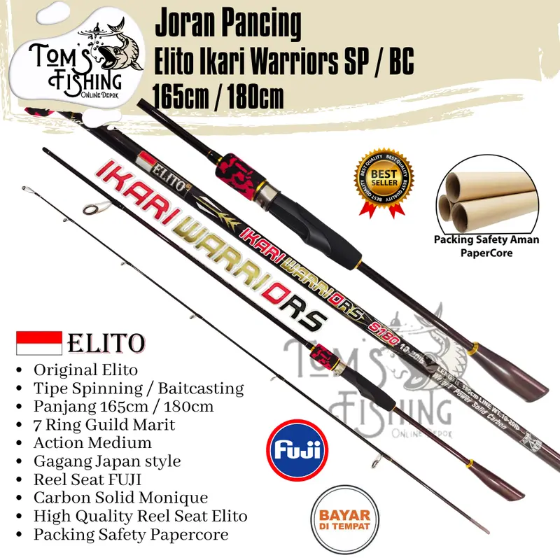 Joran Pancing ELITO IKARI WARRIORS 165cm / 180cm ( 7-15lbs sd 10-20lbs ) FUJI Carbon Solid - Toms Fishing 0