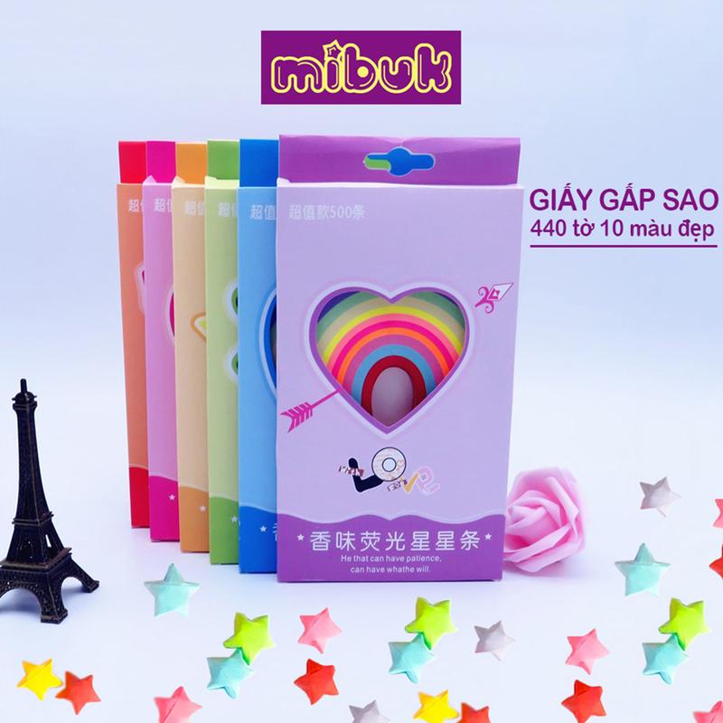 Giấy gấp sao 440 tờ 10 màu giấy xếp sao đẹp