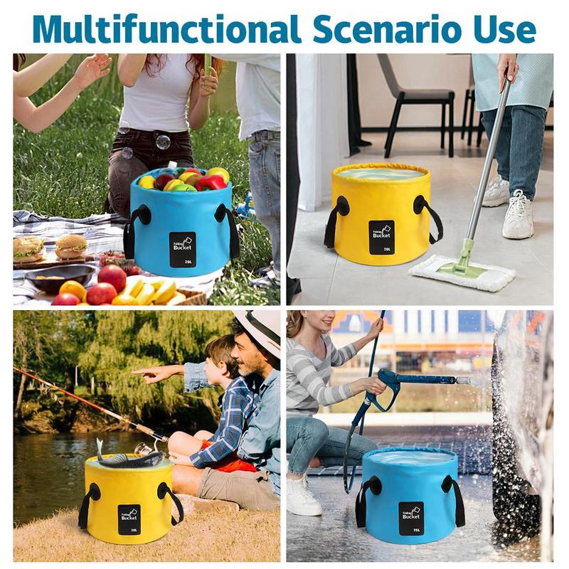 Product Introduction of Foldable Water Bucket, 1 Count Portable Water Storage Bag with Handle, Outdoor Camping Water Bag for Beach Fishing Car Washing, Travel Accessories 4