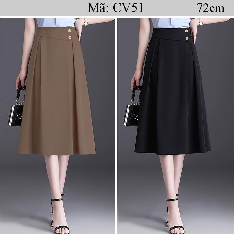CV51 - Chân váy dáng xoè, dài qua gối, che khuyết điểm tốt, dài 71-72cm