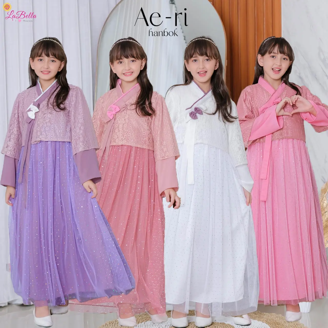 Labella Ae-ri Tsabita Gaun Fashion Anak Hanbox Korea Style Kekinian Brokat Kombinasi Tutu Blink