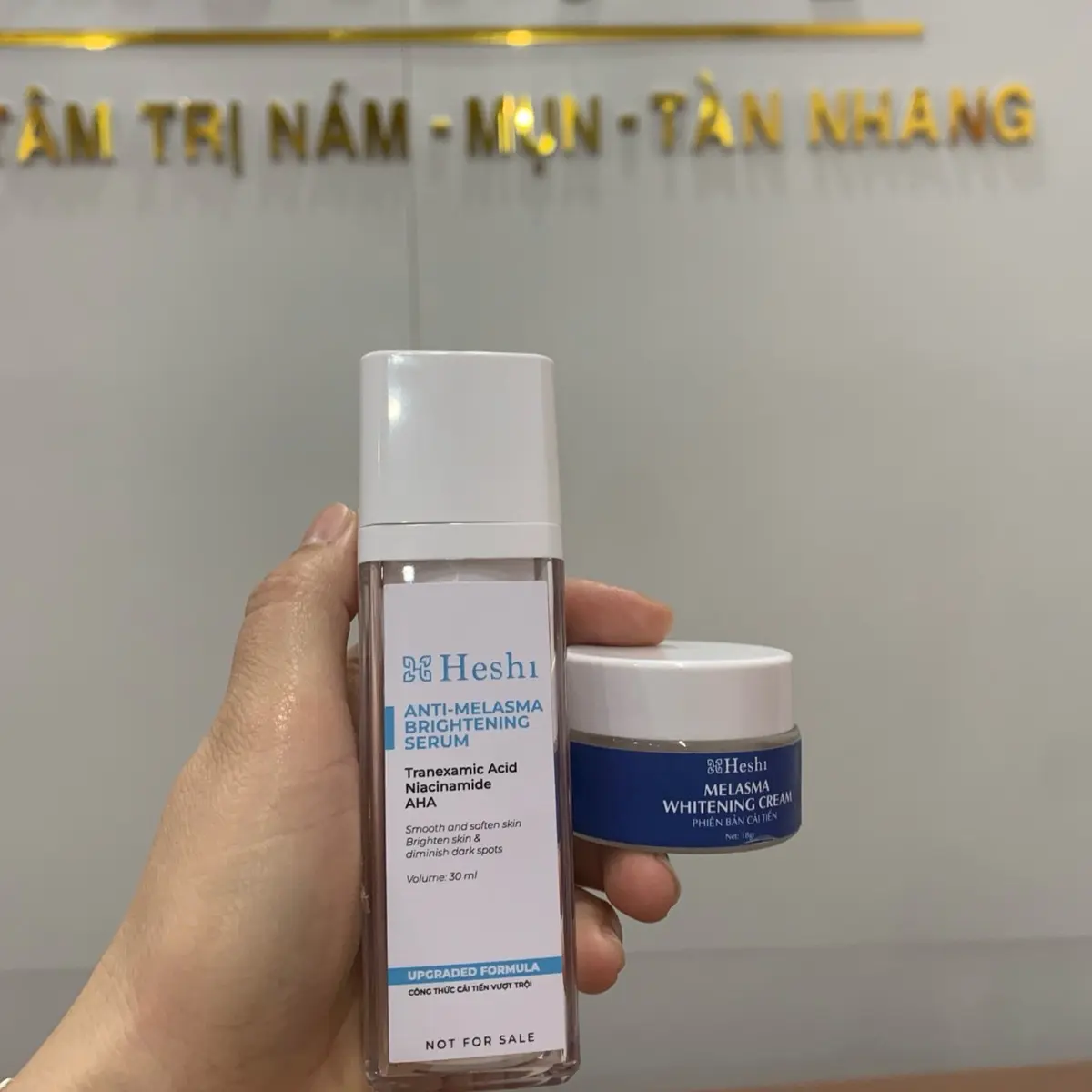Bộ đôi serum+ kem trắng da mờ nám Heshi