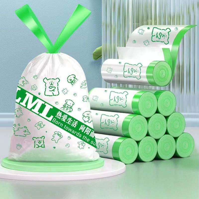 Product Introduction of [In Stock] 102 bags/roll drawstring garbage bags, insect-proof thickened disposable watertight kitchen garbage bags trash bags toilet degradable 11
