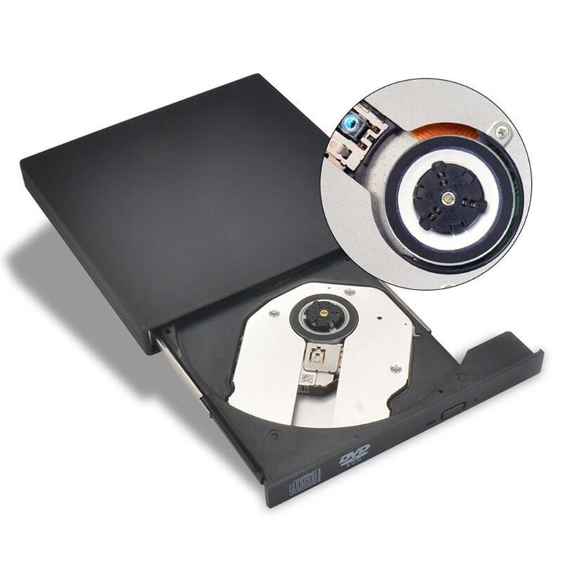 MQQ CD ROM Drive External DVD Drive Slim Portable Optical Drive Writer Burner Rewriter Untuk PC /laptop komputer black laptop  kabel 3